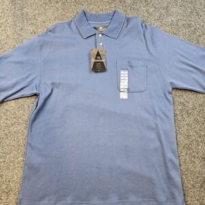 Consensus Sportswear Mens Large Blue Polo Shirt Pocket Short Sleeve Cotton NWT